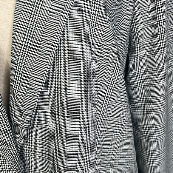 Tall Plaid Velvet Collar Long Modern Blazer Sz 14 - Picture 10 of 13